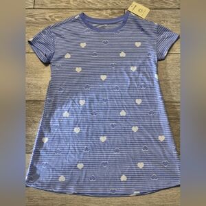 Brand New George Blue Striped With Hearts Girls Night Dress. Size Small (6)